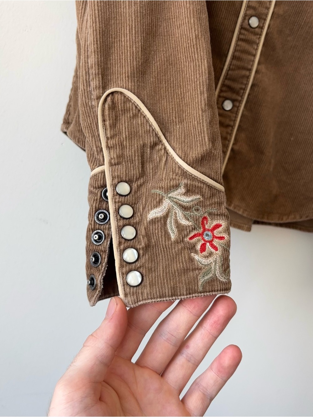 Vintage Ralph Lauren Embroidered Western Corduroy Pearl Snap Shirt Size XS - Picture 6 of 10
